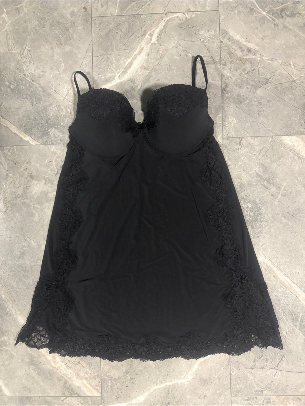 Victoria's Secret Black Lace-Trim Chemise